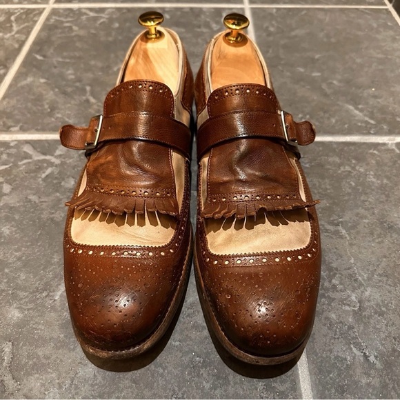 Church's Shoes - Church's Brown and Tan Leather Monk Strap Loafers